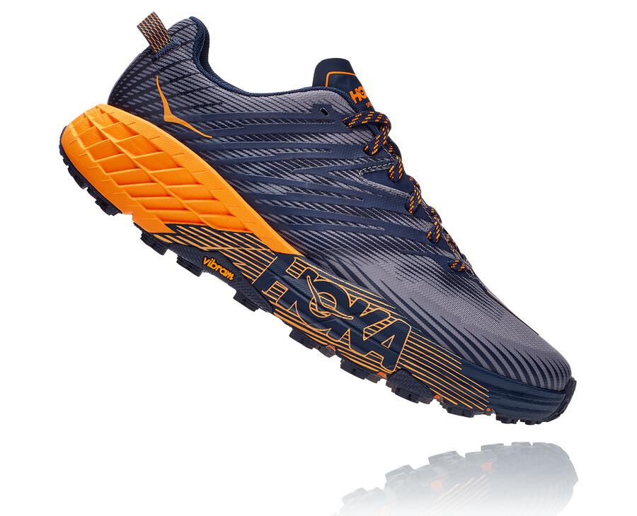 Hoka Australia One One Speedgoat 4 - Mens Trail Shoes Blue/Orange - AYJKE-7206